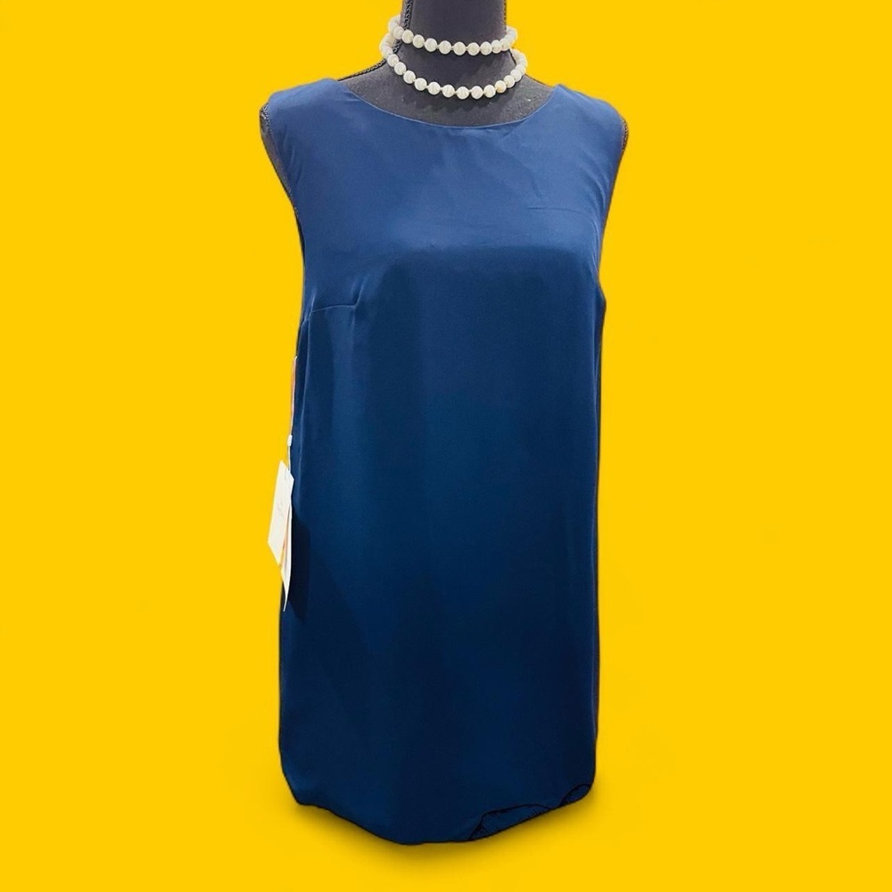 LAN TING Bridal Navy Blue Bridesmaid Shift Dress Size Medium